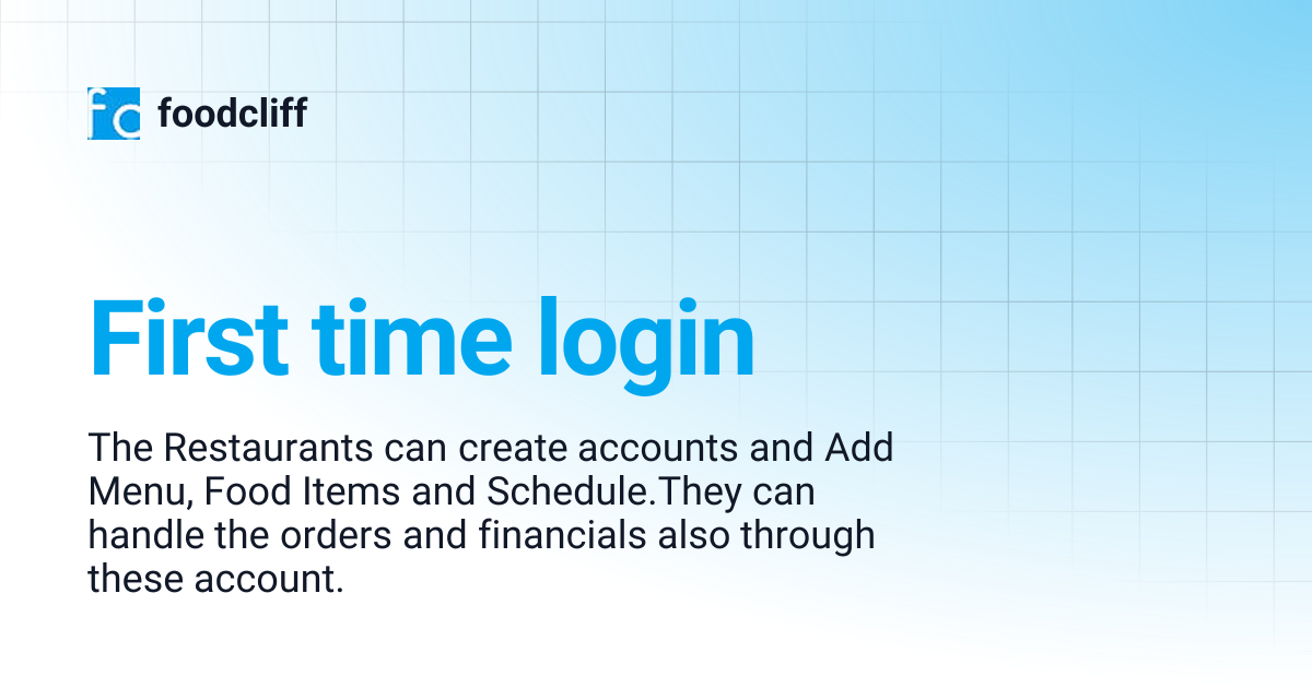 First time login | foodcliff